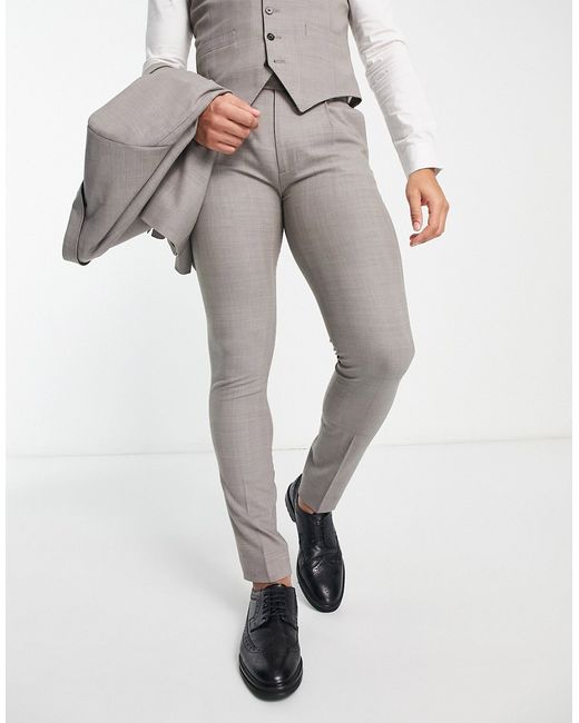 Noak wool-rich skinny suit pants in stone-
