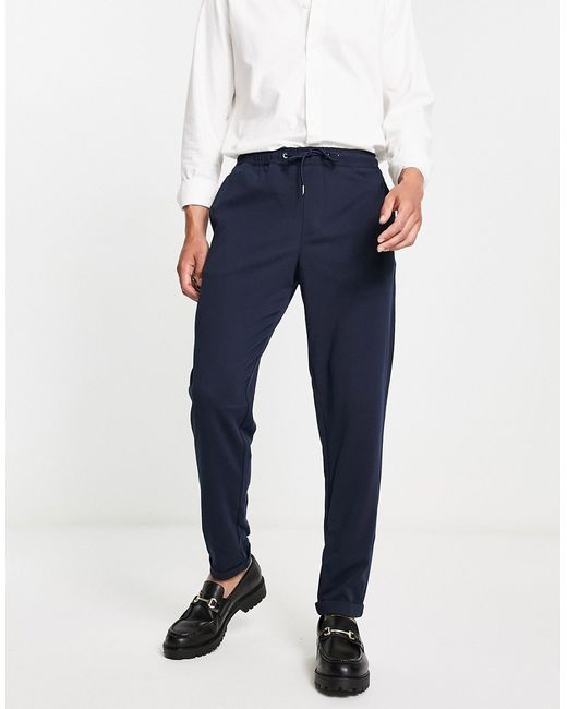Selected Homme slim fit tapered smart jersey pants in