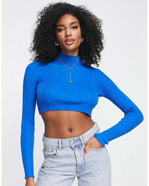 Na-Kd high neck rib knit top in