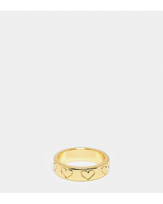 Asos Design 14k plated ring with engraved heart design
