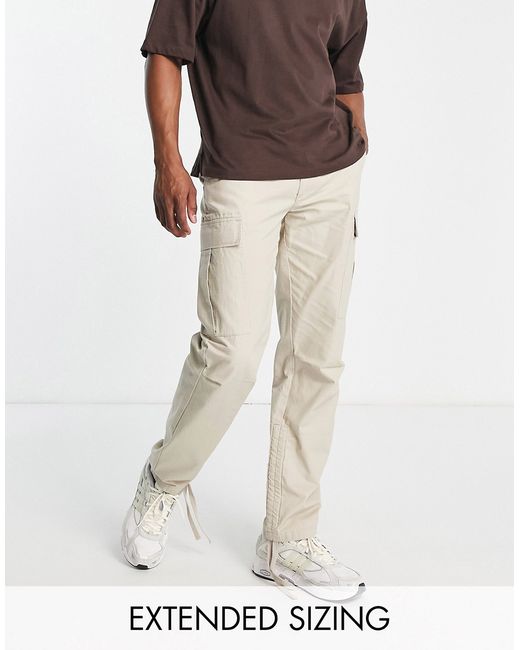 Topman relaxed ripstop cargo pants in stone-