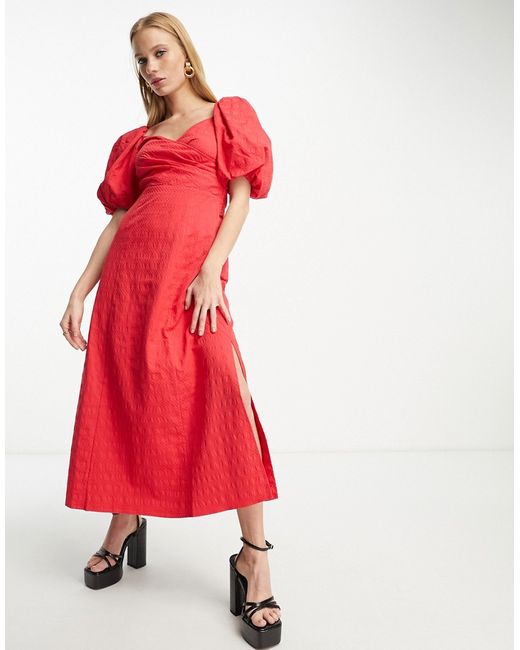 Other Stories puff sleeve midi dress in
