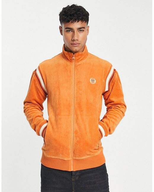 Sergio Tacchini zip through track top with boucle branding in