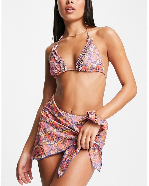 TopShop ditsy floral tie side swim sarong in