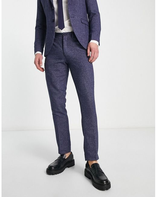 Jack & Jones Premium super slim tweed suit pants in blue-