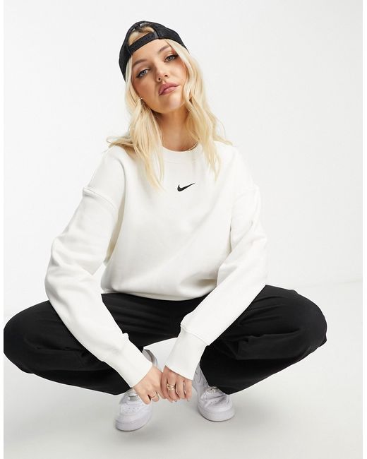 Nike Collection Fleece oversized crew neck sweatshirt in white-