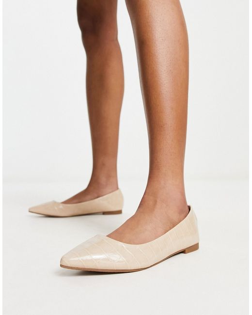 Truffle Collection pointed ballet flats in croc-