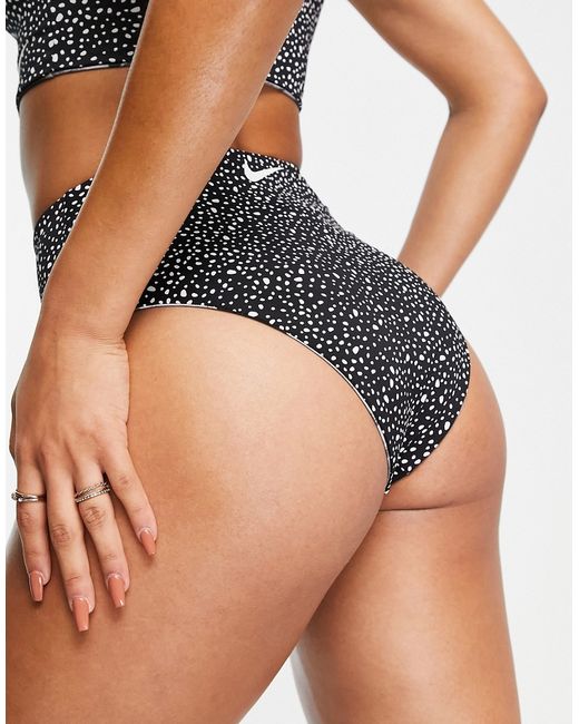 Nike Swimming reversible high waist cheeky bikini bottoms in print