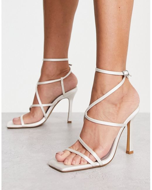 London Rebel strappy heeled sandals in satin