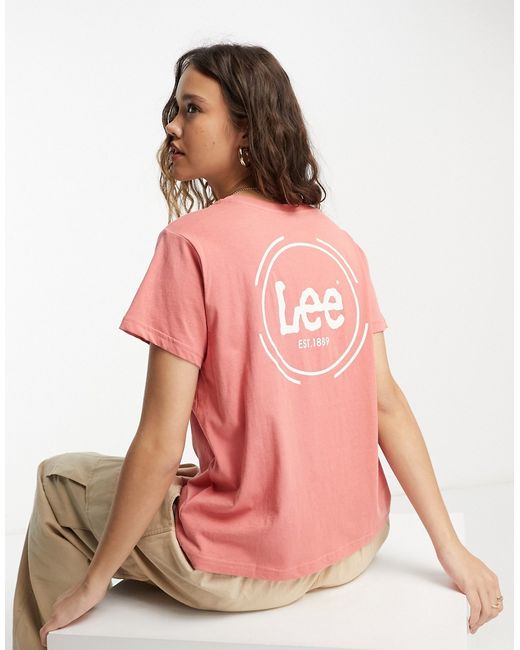 Lee Jeans back logo T-shirt in coral-