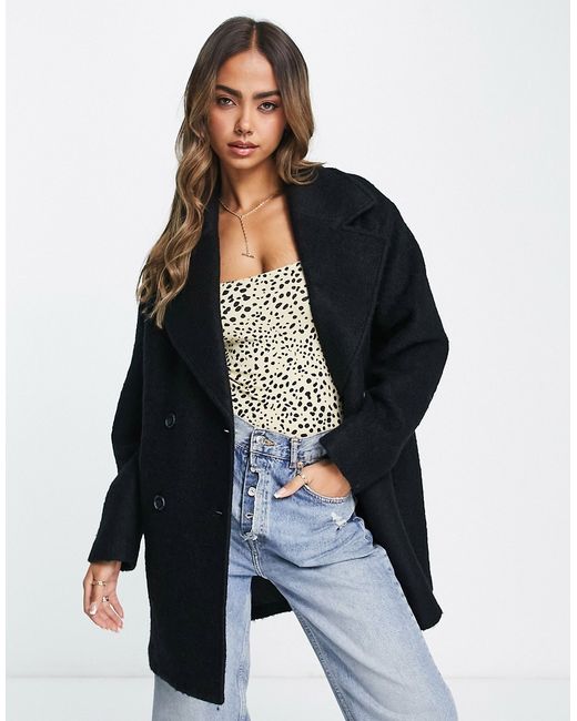 Monki boucle double breasted coat in