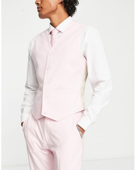 Asos Design skinny suit vest in pastel