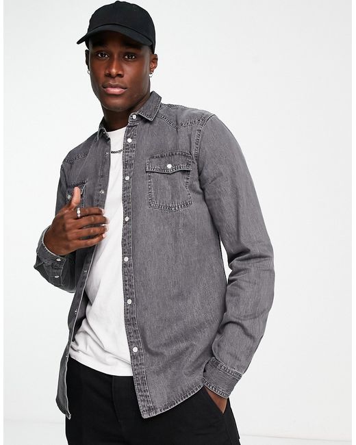 New Look western denim shirt in washed