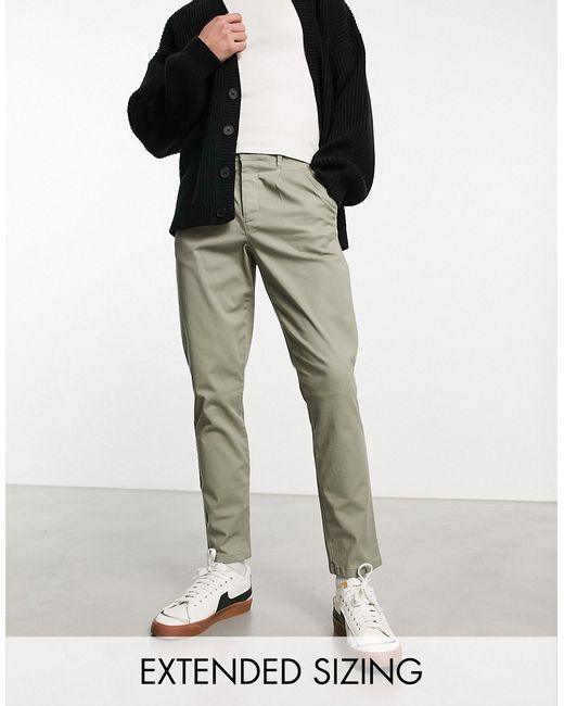 Asos Design cigarette chinos with pleats in light