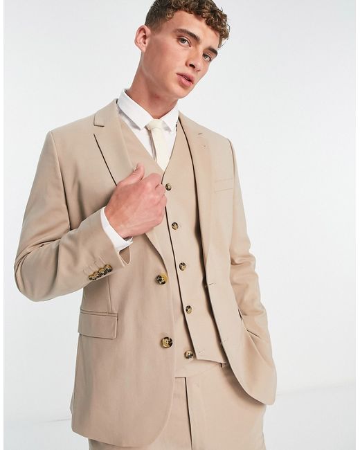 Asos Design skinny suit jacket in dark stone-