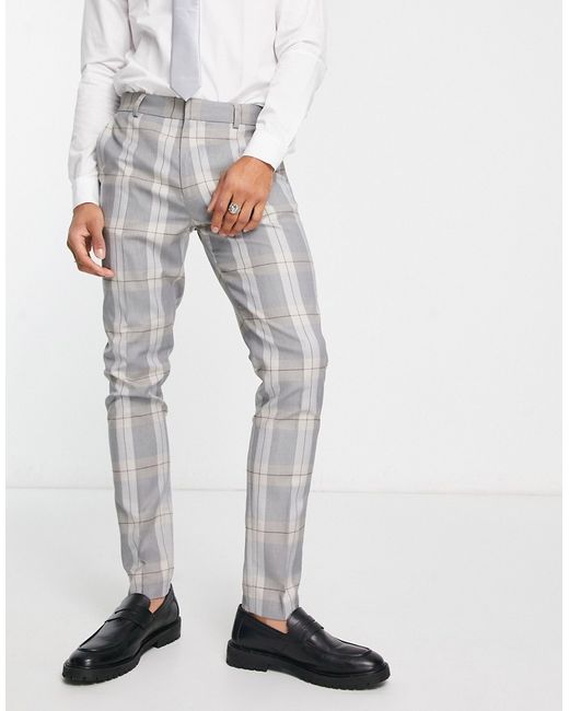 Asos Design skinny suit pants in check with charcoal highlight