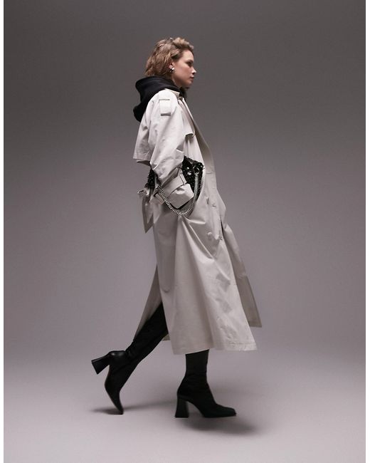 TopShop ultimate trench coat in stone-