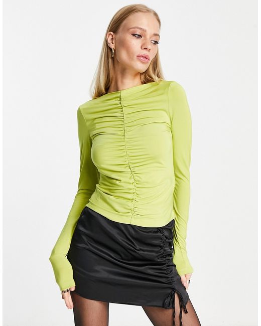 Other Stories ruched front top in lime-