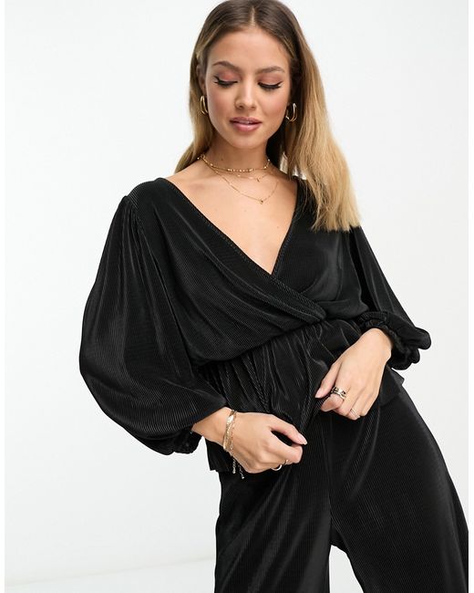 River Island plisse wrap top in part of a set