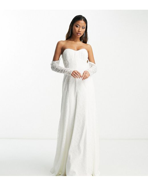 Ever New Bridal exclusive off shoulder lace maxi dress in ivory-
