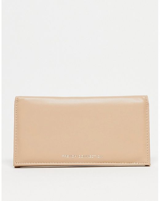 French Connection fold over long purse in taupe-