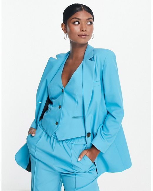 Asos Design slim straight suit blazer in peacock-