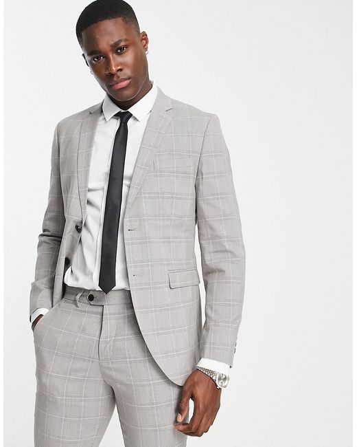 Jack & Jones Premium slim fit suit jacket in light check-