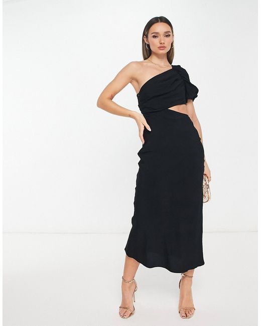 Asos Design washed one shoulder maxi dress with cut out side waist detail in
