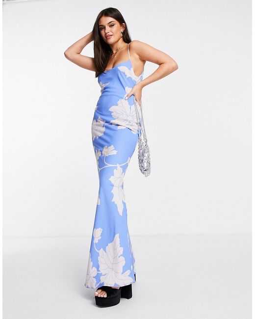 Asos Design cami bias maxi dress with large floral print in