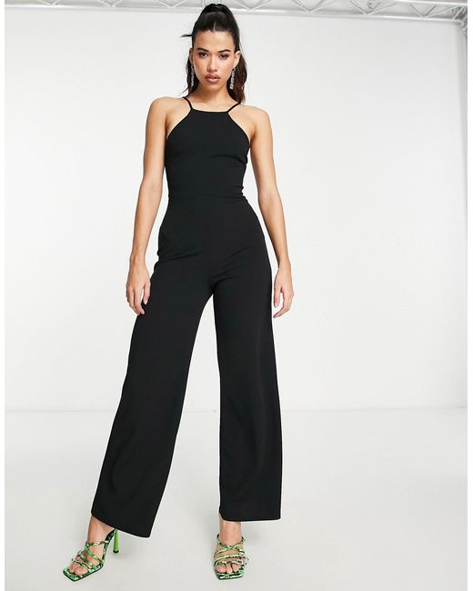 Asos Design high neck jumpsuit with cut out back in