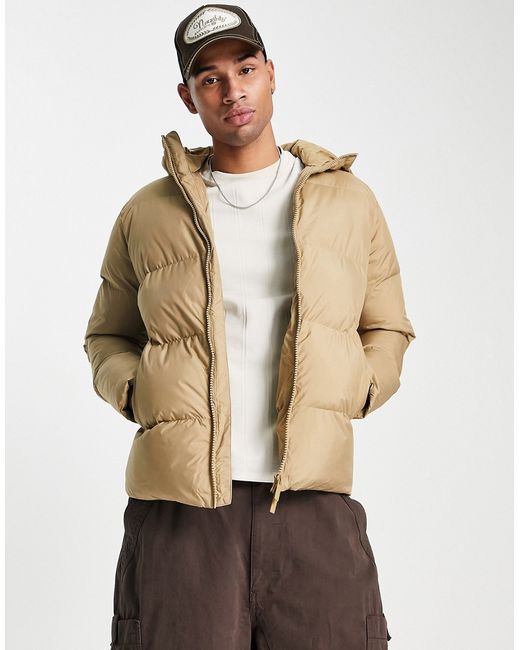 Selected Homme puffer jacket with hood in