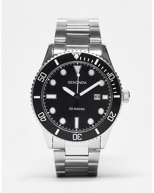 Sekonda bracelet diver watch with black dial in