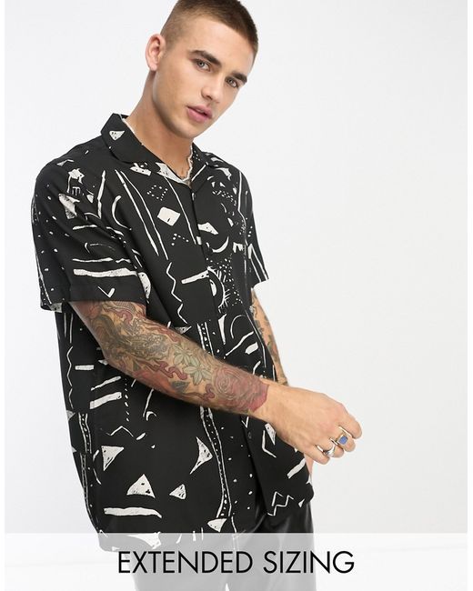 Asos Design relaxed camp collar shirt in abstract print part of a set