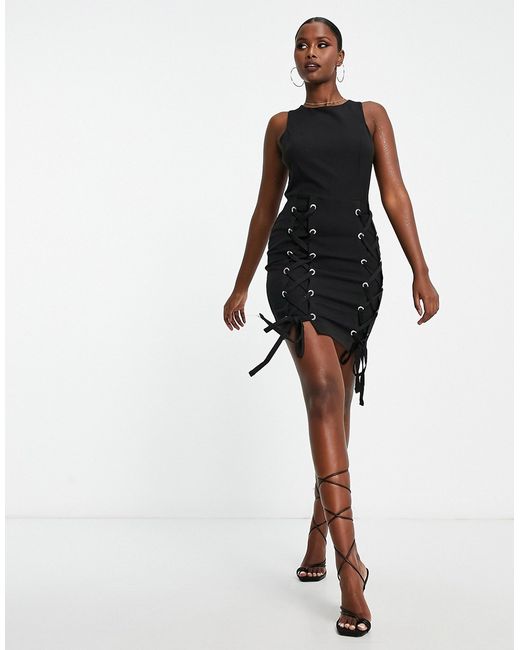 Trendyol sleeveless mini dress with lace up detail in