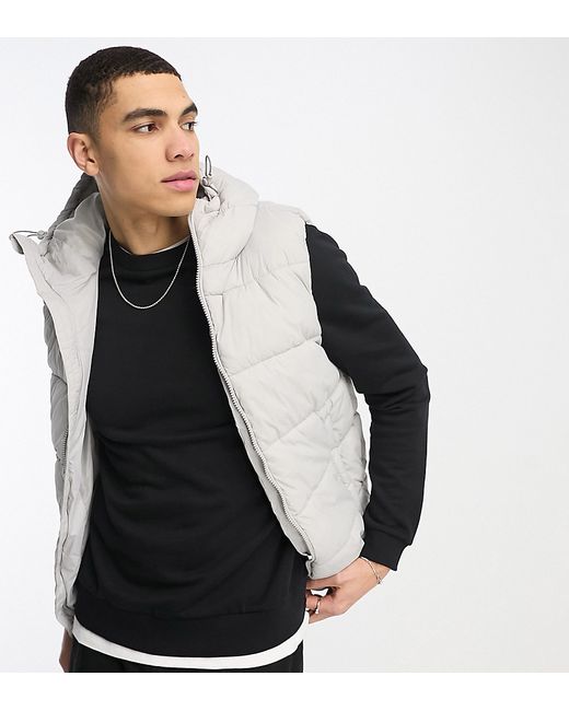 French Connection Tall puffer vest with hood in light