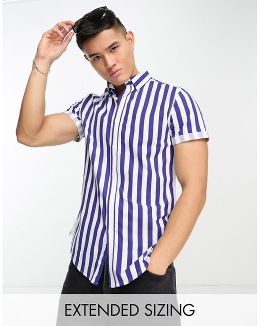 Asos Design stretch slim oxford stripe shirt in