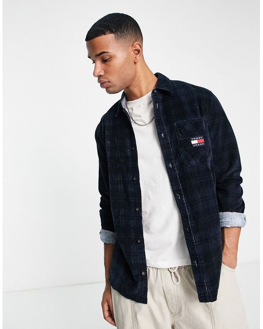 Tommy Jeans plaid corduroy overshirt in