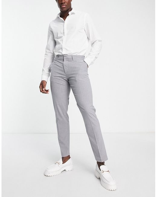 New Look skinny pinstripe smart pants in gray-