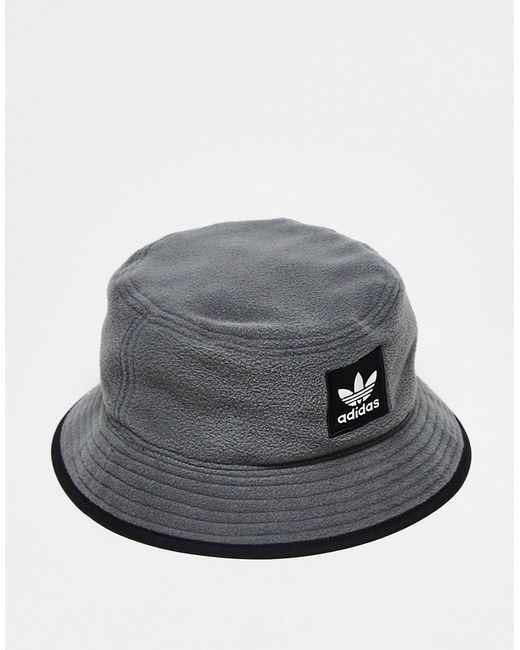 Adidas Originals fleece nylon reversible bucket hat in gray and