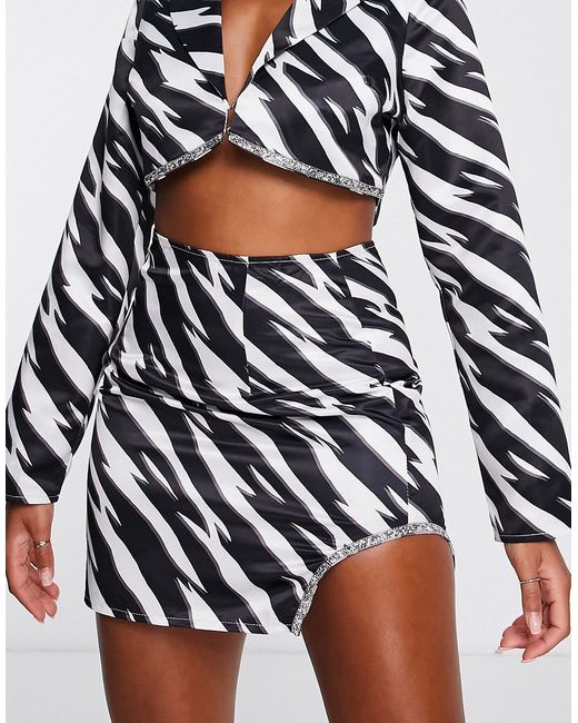 I Saw It First mini skirt with embellishment trim in zebra part of a set-