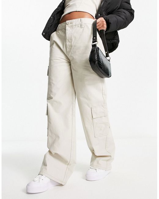 Asos Design oversized cargo pants with multi pocket in stone-