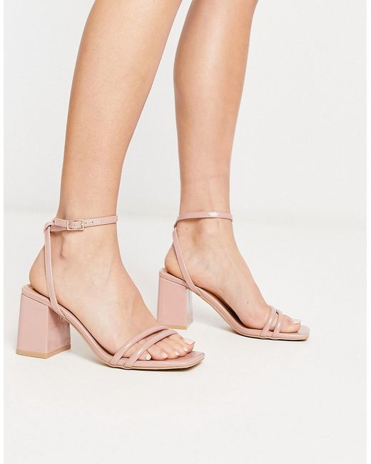 Truffle Collection square toe block heel barely there sandals in