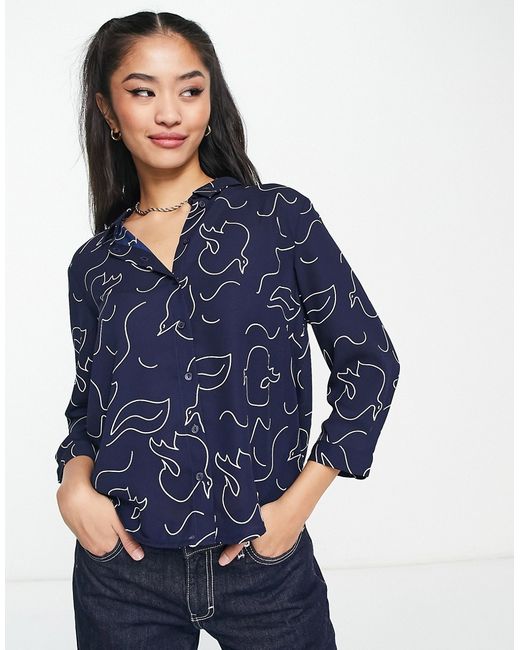 Monki blouse in bird print