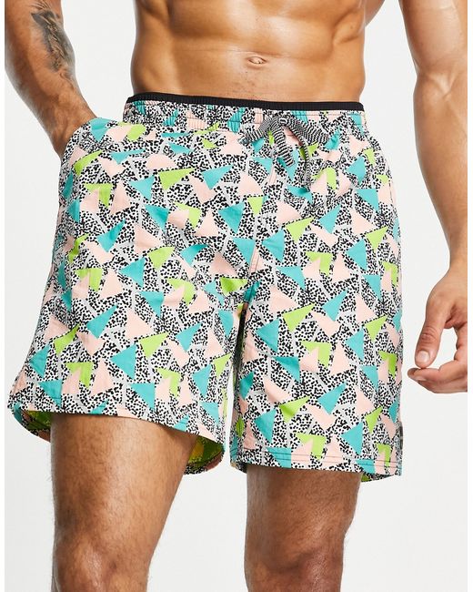 Nike Swimming 7 inch 90s printed shorts in pink-