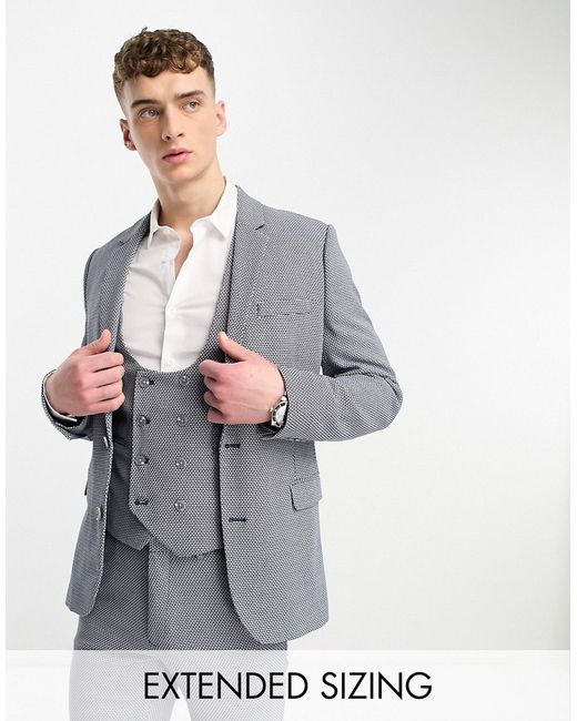 Asos Design wedding super skinny suit jacket in birdseye texture