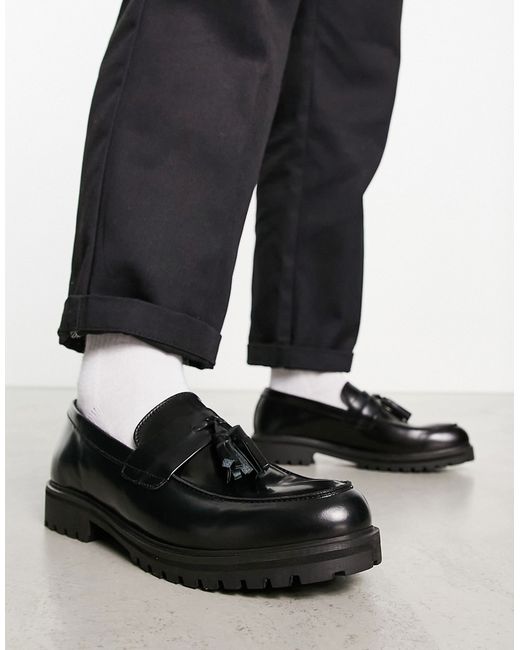Schuh Pope chunky tassel loafers in hi shine leather