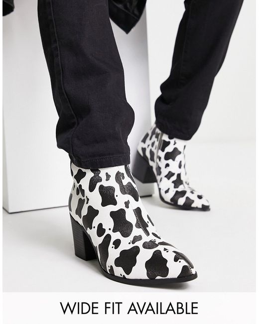 Asos Design heeled chelsea boots in animal print faux leather-