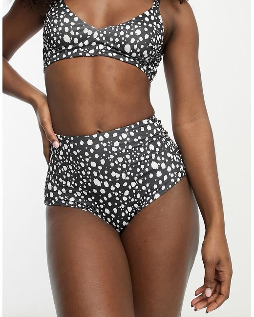 Asos Design mix and match high waist bikini bottom in mono spot print-
