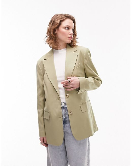 TopShop straight fitting blazer in spring sage part of a set-