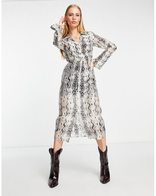 Other Stories wrap midi dress in snake print-